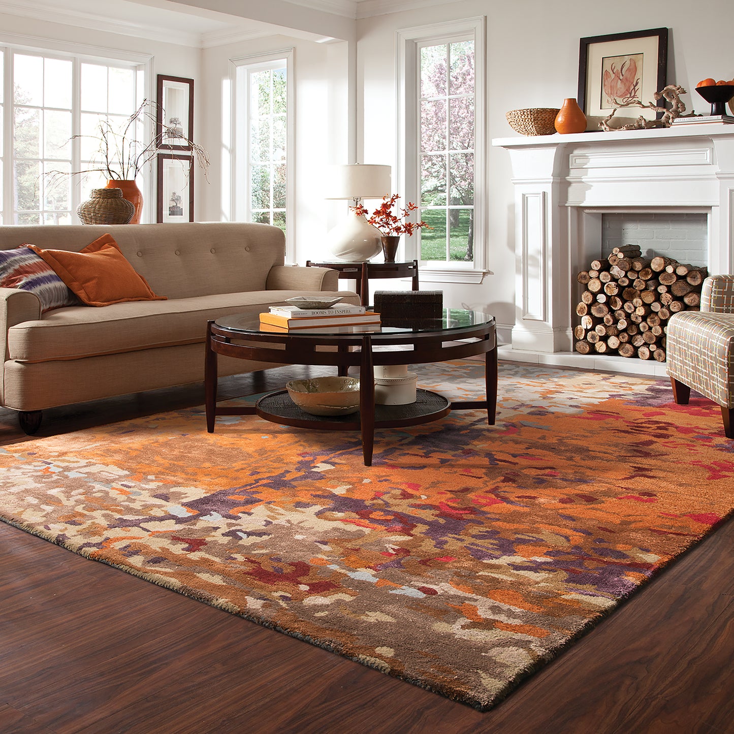 Galaxy Multi Orange Industrial Abstract Indoor Rug