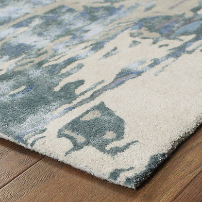 Galaxy Blue Grey Industrial Abstract Indoor Rug