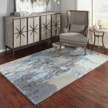 Galaxy Blue Grey Industrial Abstract Indoor Rug