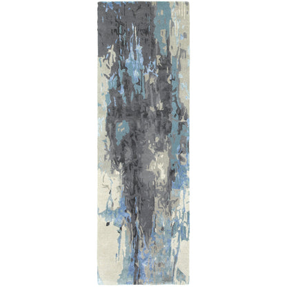 Galaxy Blue Grey Industrial Abstract Indoor Rug