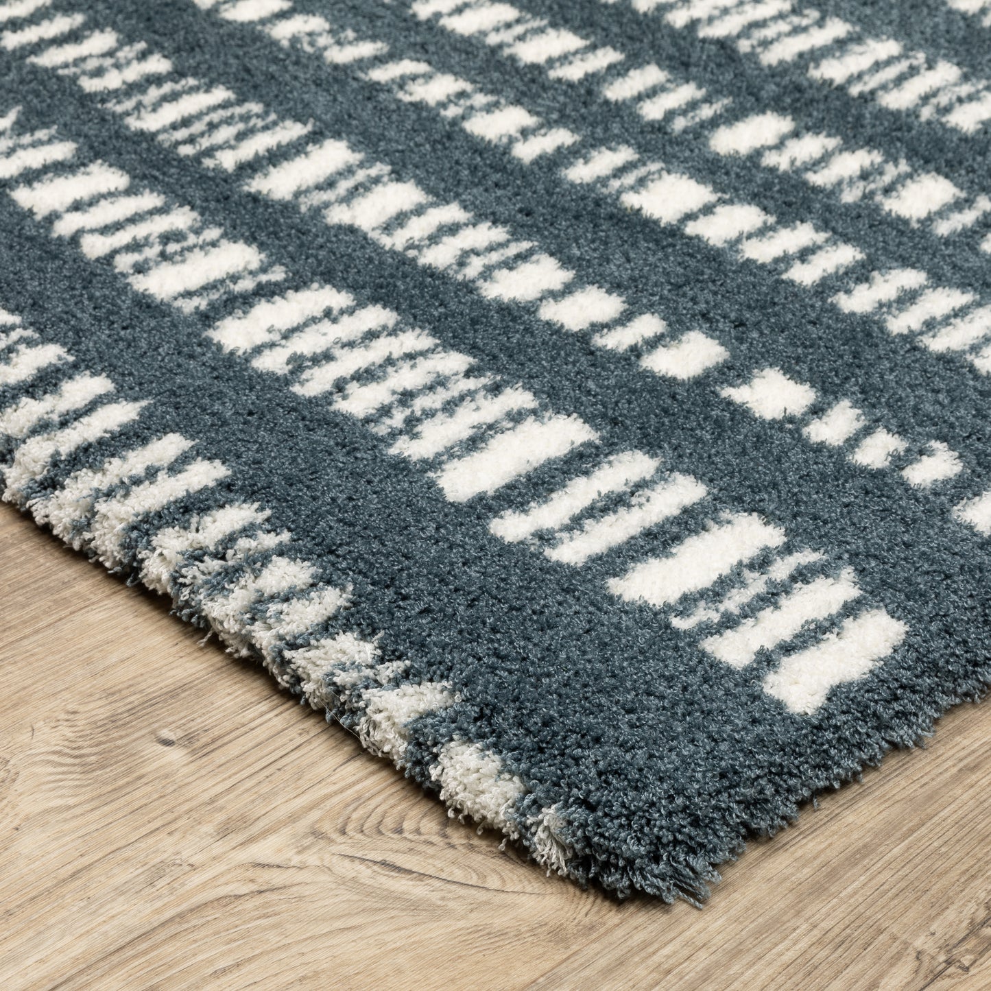 Galileo Blue Ivory Industrial Stripe Indoor Rug