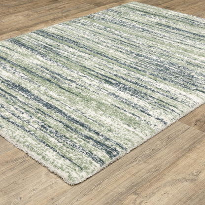 Galileo Blue Green Industrial Stripes Indoor Rug