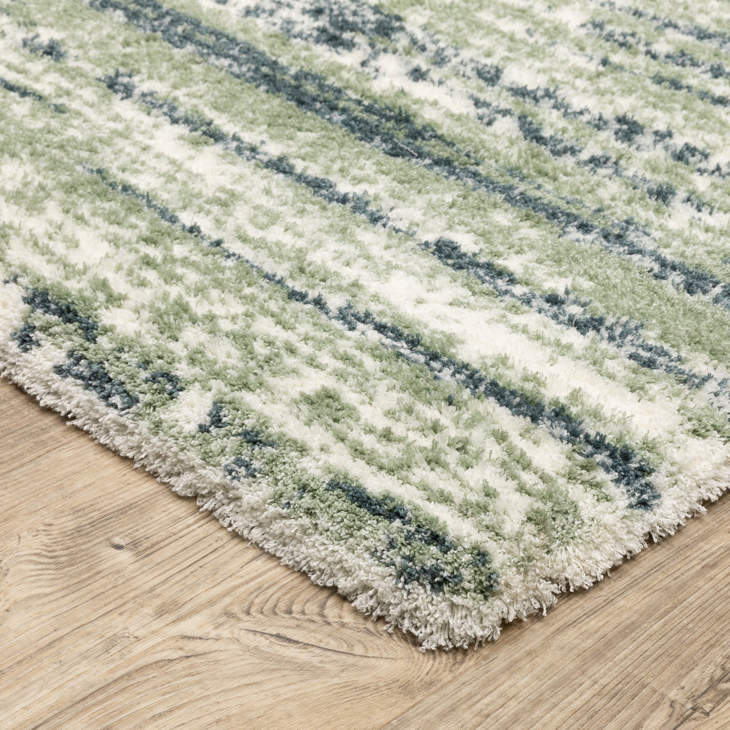 Galileo Blue Green Industrial Stripes Indoor Rug