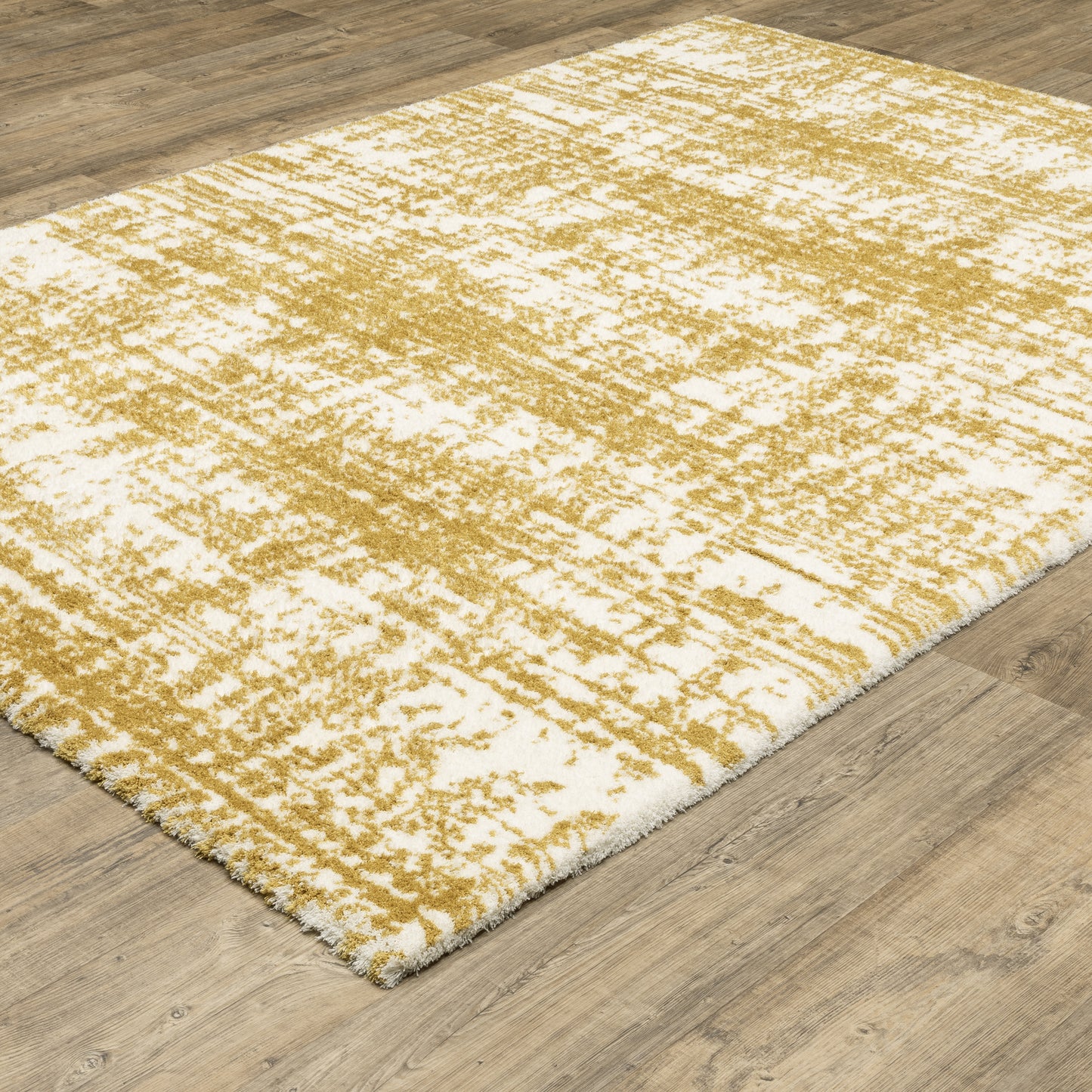 Galileo Gold Ivory Industrial Abstract Indoor Rug