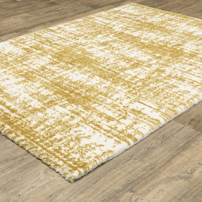 Galileo Gold Ivory Industrial Abstract Indoor Rug