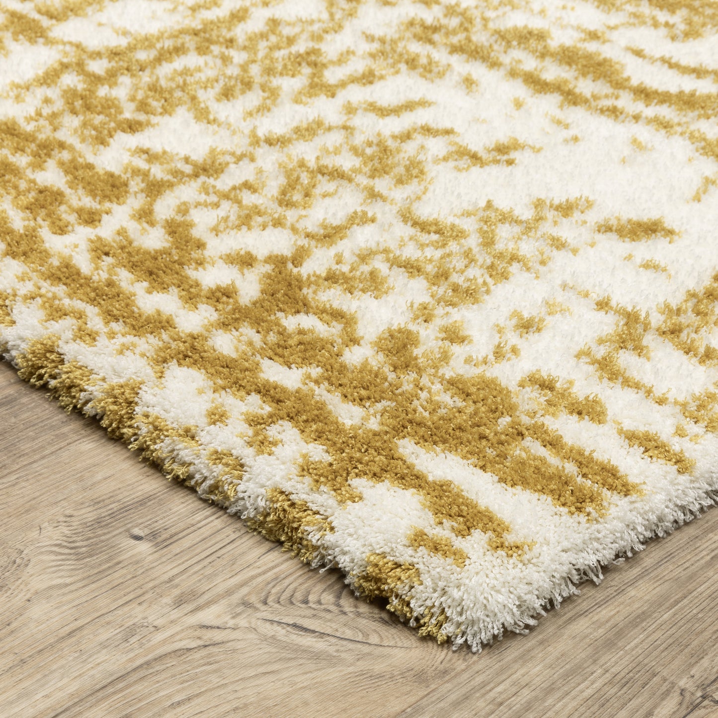 Galileo Gold Ivory Industrial Abstract Indoor Rug