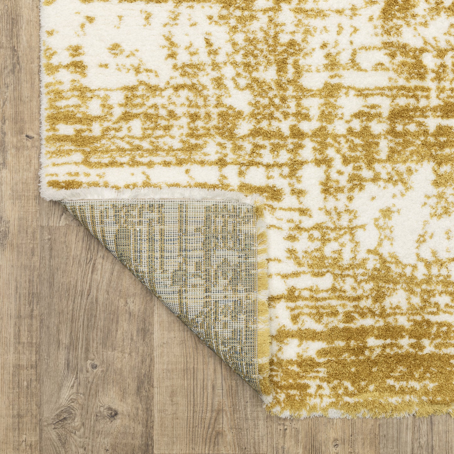 Galileo Gold Ivory Industrial Abstract Indoor Rug