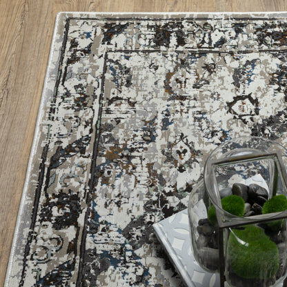 Gemini Charcoal Grey Modern & Contemporary Oriental Indoor Rug