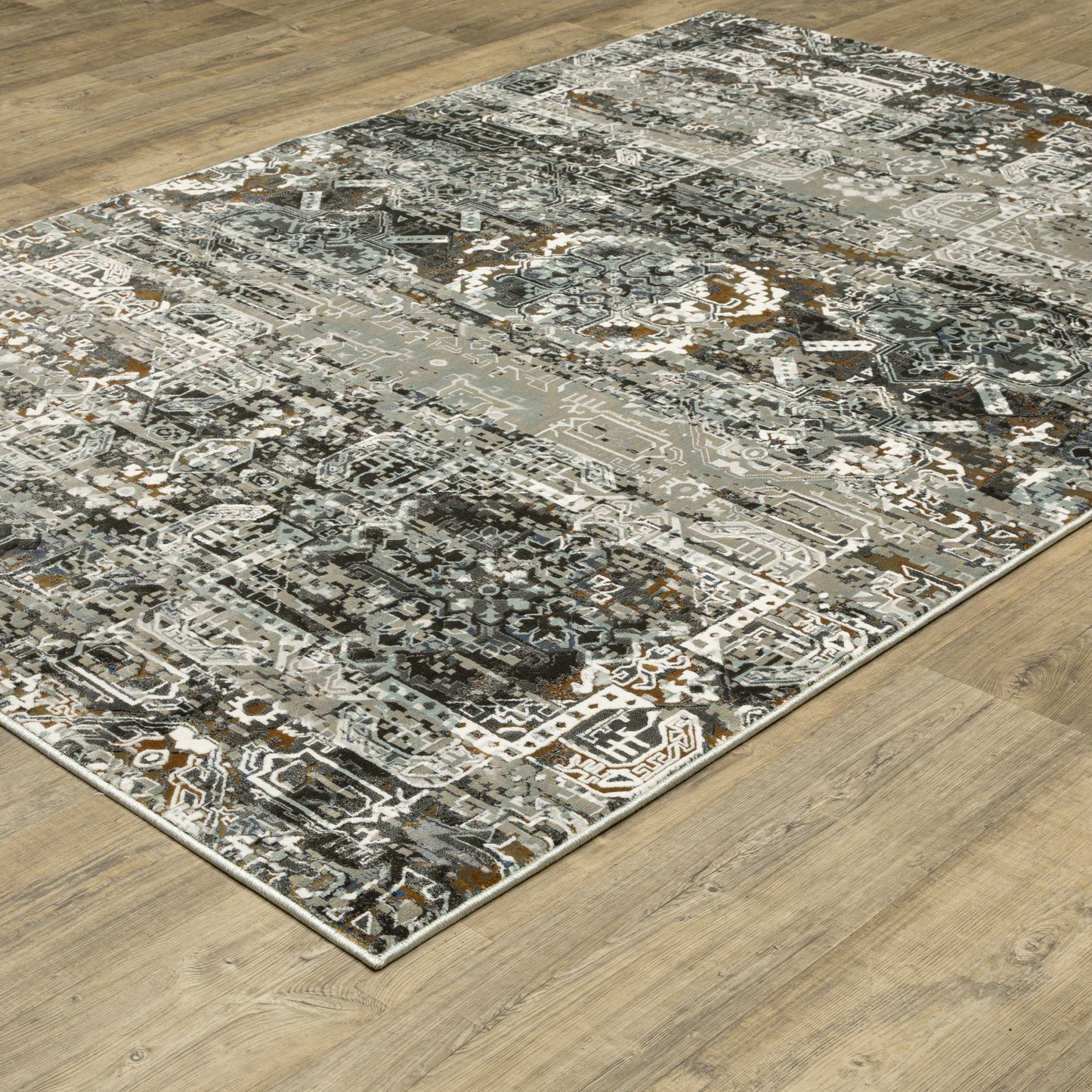 Gemini Charcoal Multi Modern & Contemporary Oriental Indoor Rug