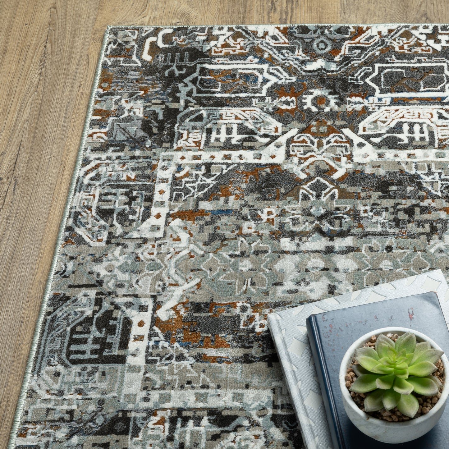 Gemini Charcoal Multi Modern & Contemporary Oriental Indoor Rug