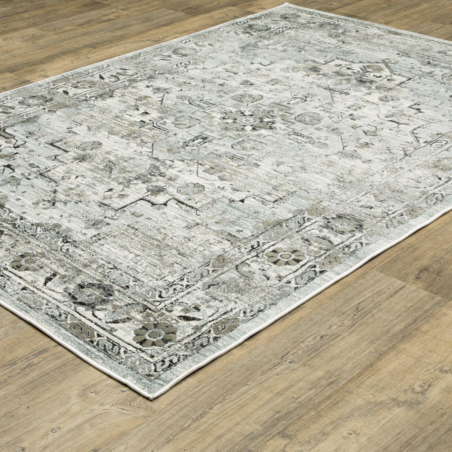 Gemini Grey Blue Modern & Contemporary Oriental Indoor Rug