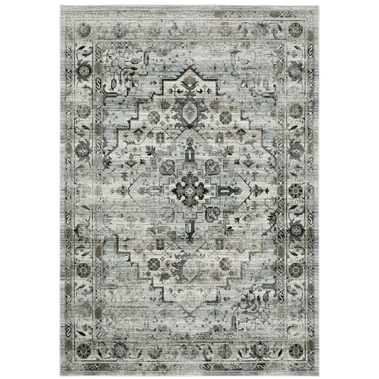 Gemini Grey Blue Modern & Contemporary Oriental Indoor Rug