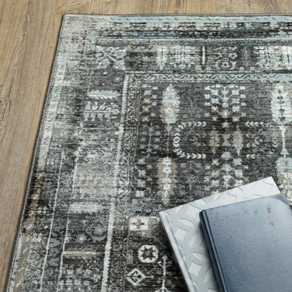 Gemini Charcoal Grey Modern & Contemporary Oriental Indoor Rug