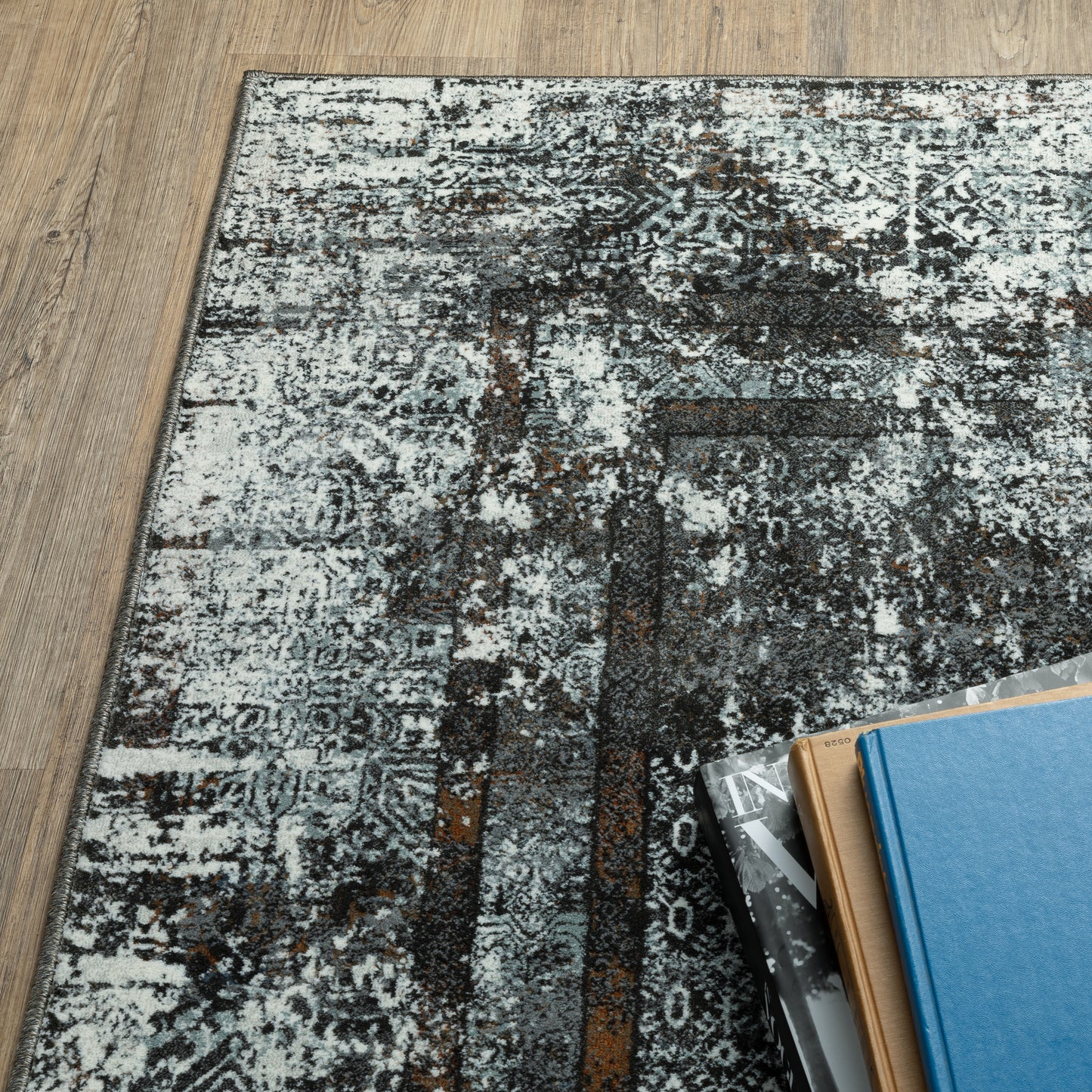 Gemini Charcoal Grey Modern & Contemporary Oriental Indoor Rug