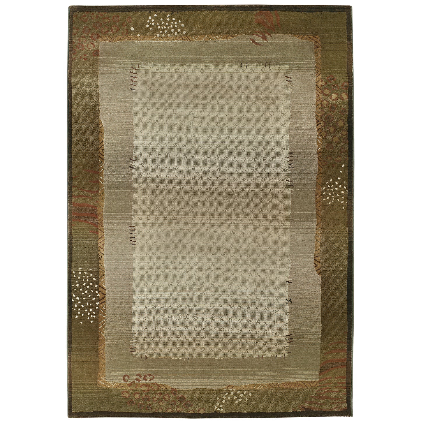 Generations Green Beige Modern & Contemporary Border Indoor Rug