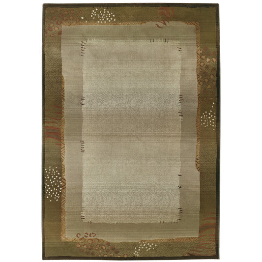 Generations Green Beige Modern & Contemporary Border Indoor Rug