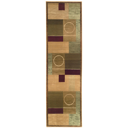 Generations Green Brown Modern & Contemporary Geometric Indoor Rug