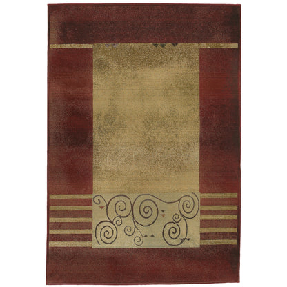 Generations Red Beige Modern & Contemporary Border Indoor Rug