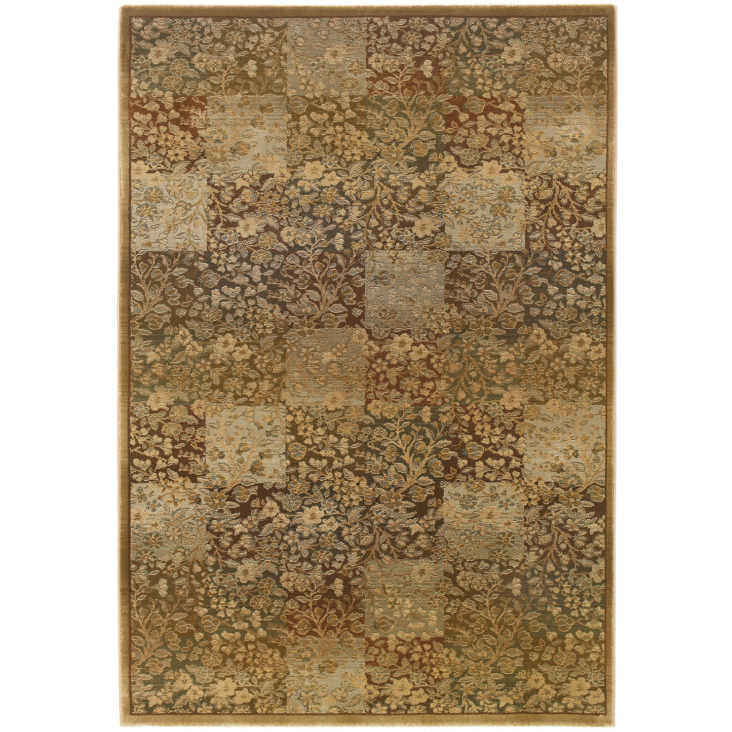 Generations Green Gold Transitional Floral Indoor Rug