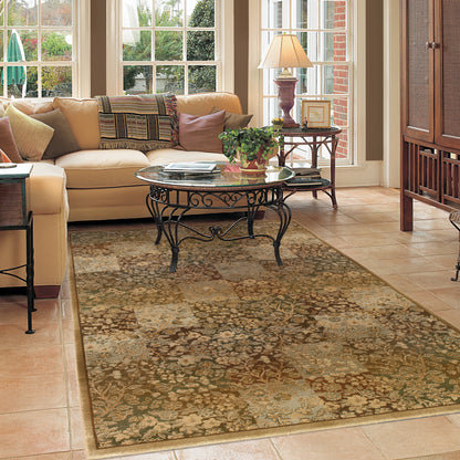 Generations Green Gold Transitional Floral Indoor Rug