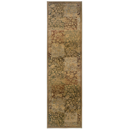 Generations Green Gold Transitional Floral Indoor Rug