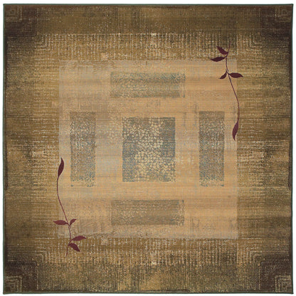 Generations Green Beige Modern & Contemporary Border Indoor Rug