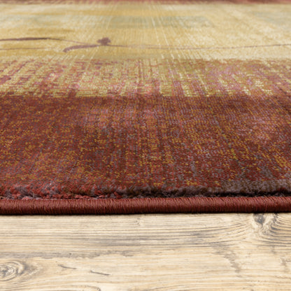 Generations Red Beige Modern & Contemporary Border Indoor Rug