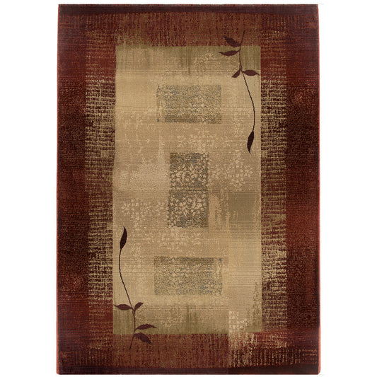 Generations Red Beige Modern & Contemporary Border Indoor Rug