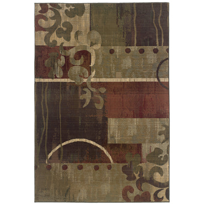 Generations Green Red Modern & Contemporary Abstract Indoor Rug