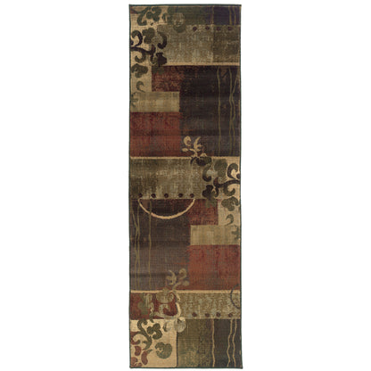 Generations Green Red Modern & Contemporary Abstract Indoor Rug