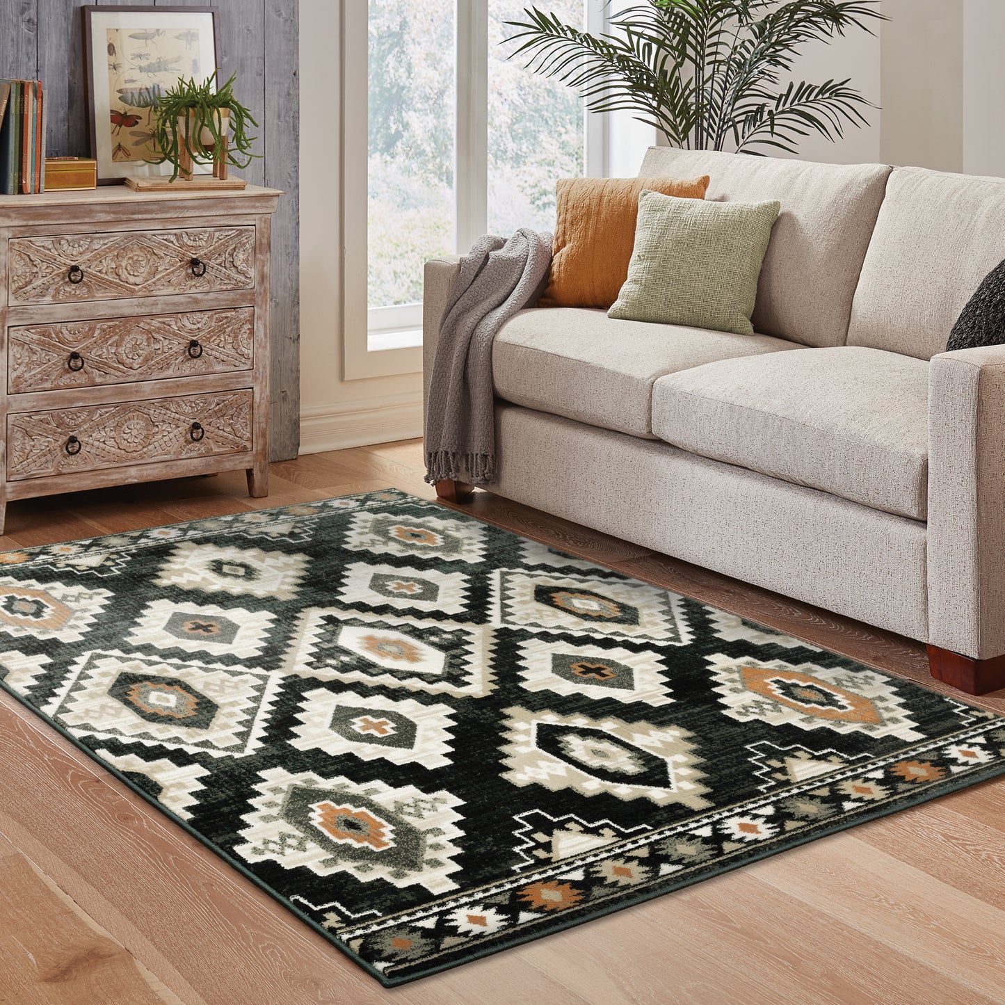 Georgia Charcoal Ivory Farmhouse Southwest/Lodge Indoor Rug