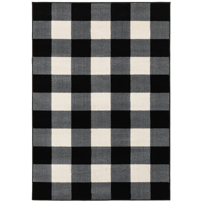 Georgia Black Ivory Farmhouse Geometric Indoor Rug