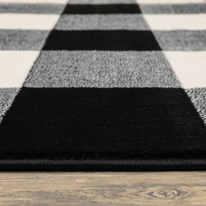 Georgia Black Ivory Farmhouse Geometric Indoor Rug