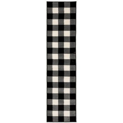 Georgia Black Ivory Farmhouse Geometric Indoor Rug