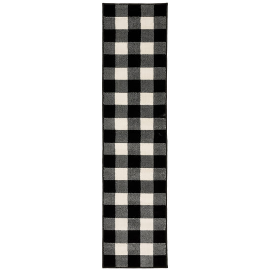 Georgia Black Ivory Farmhouse Geometric Indoor Rug