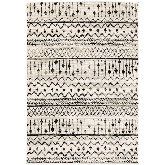 Georgia Ivory Black Bohemian Southwest/Lodge Indoor Rug