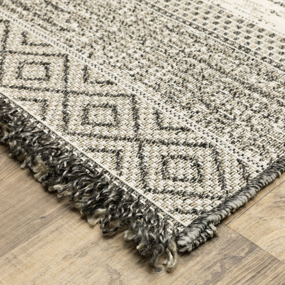 Gillian Beige Black Southwestern Geometric Ulimate Performance - Indoor/Outdoor Rug