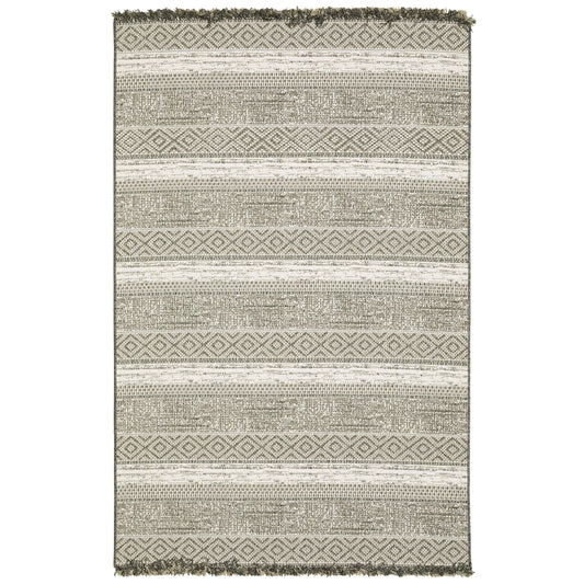 Gillian Beige Black Southwestern Geometric Ulimate Performance - Indoor/Outdoor Rug