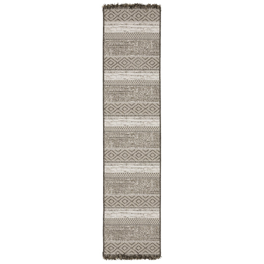 Gillian Beige Black Southwestern Geometric Ulimate Performance - Indoor/Outdoor Rug