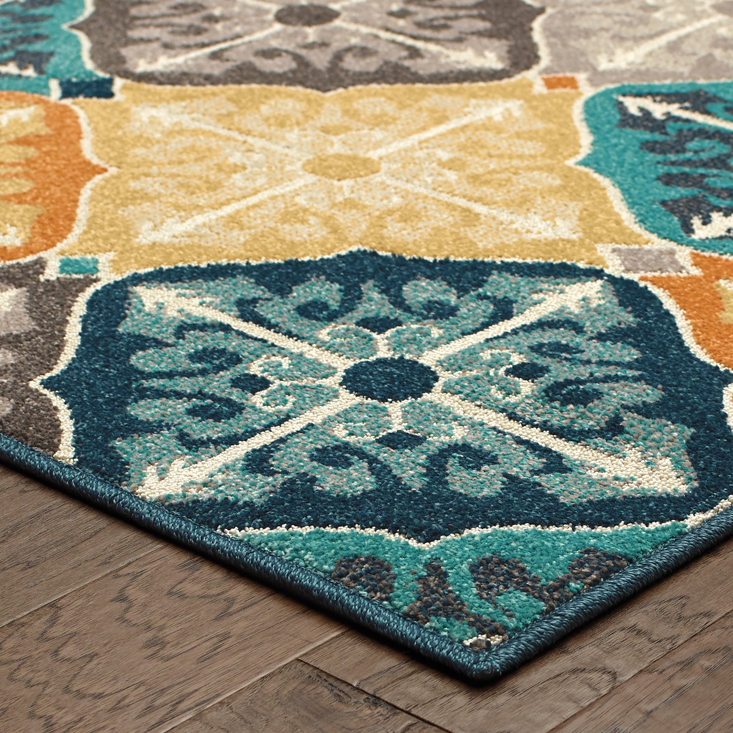 Hampton Multi Blue Global Geometric Indoor/Outdoor Rug