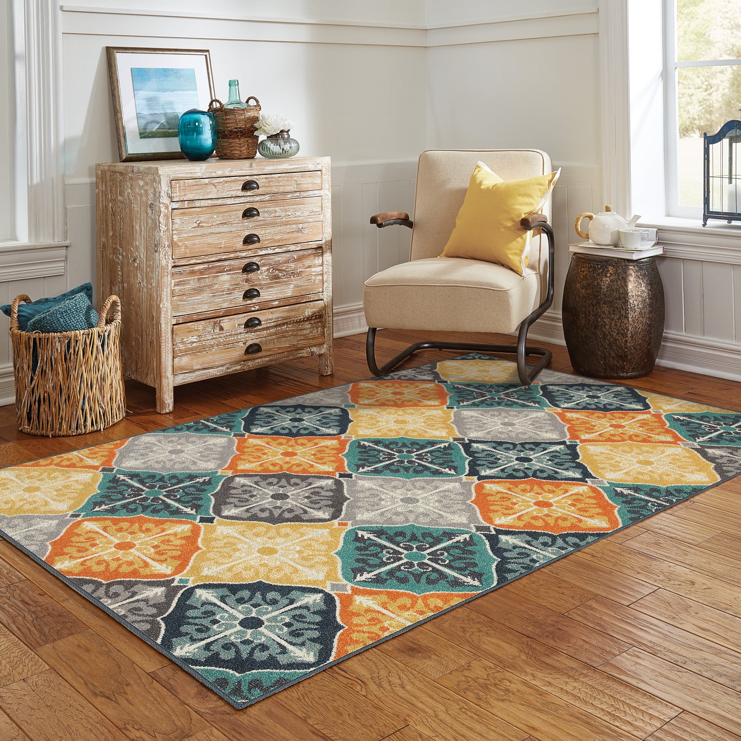 Hampton Multi Blue Global Geometric Indoor/Outdoor Rug