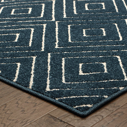 Hampton Navy Ivory Global Geometric Indoor/Outdoor Rug