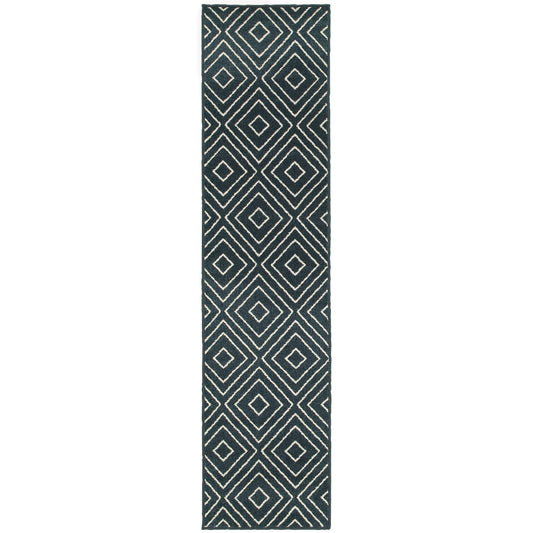 Hampton Navy Ivory Global Geometric Indoor/Outdoor Rug