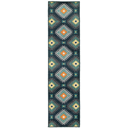 Hampton Navy Grey Global Geometric Indoor/Outdoor Rug