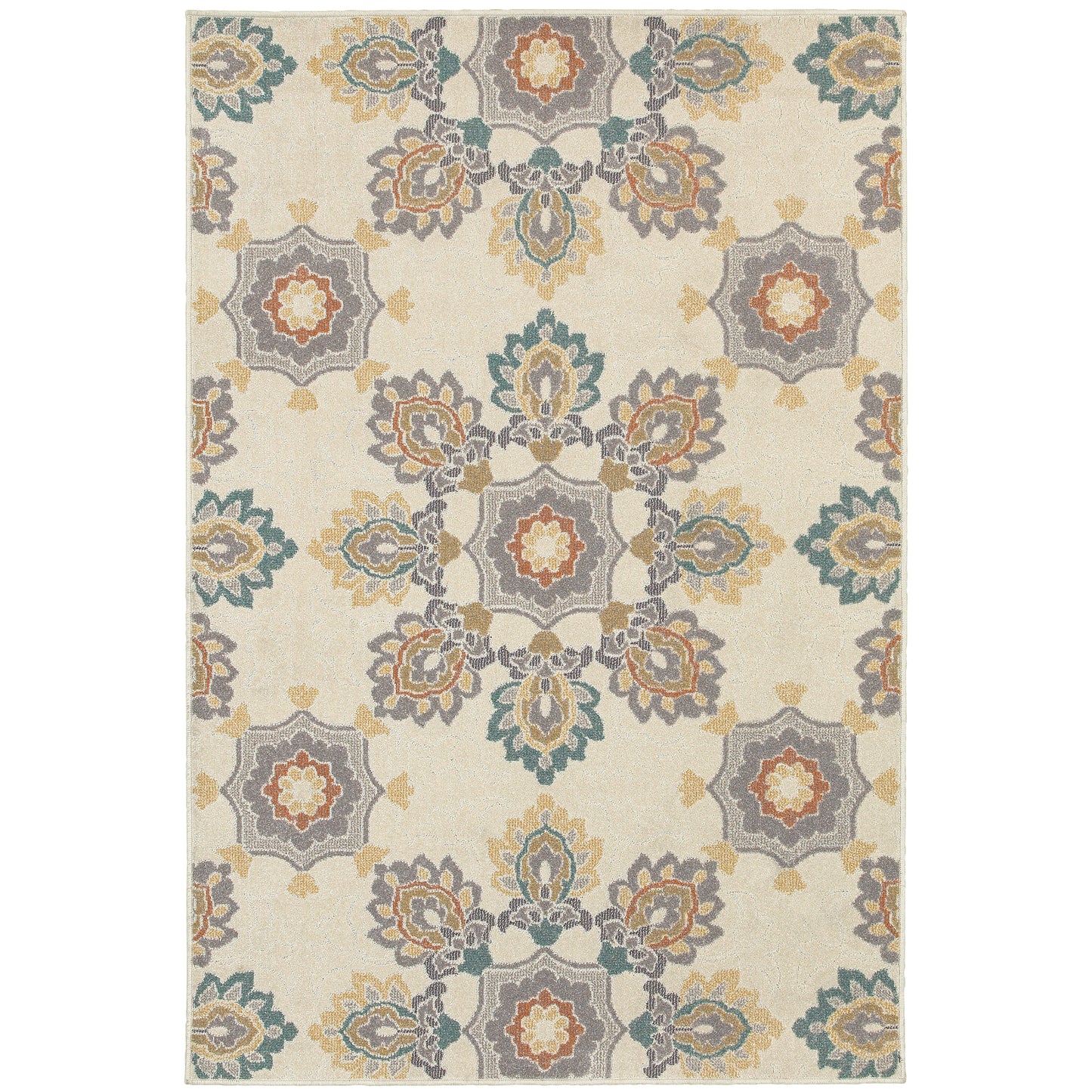 Hampton Ivory Grey Global Floral Indoor/Outdoor Rug