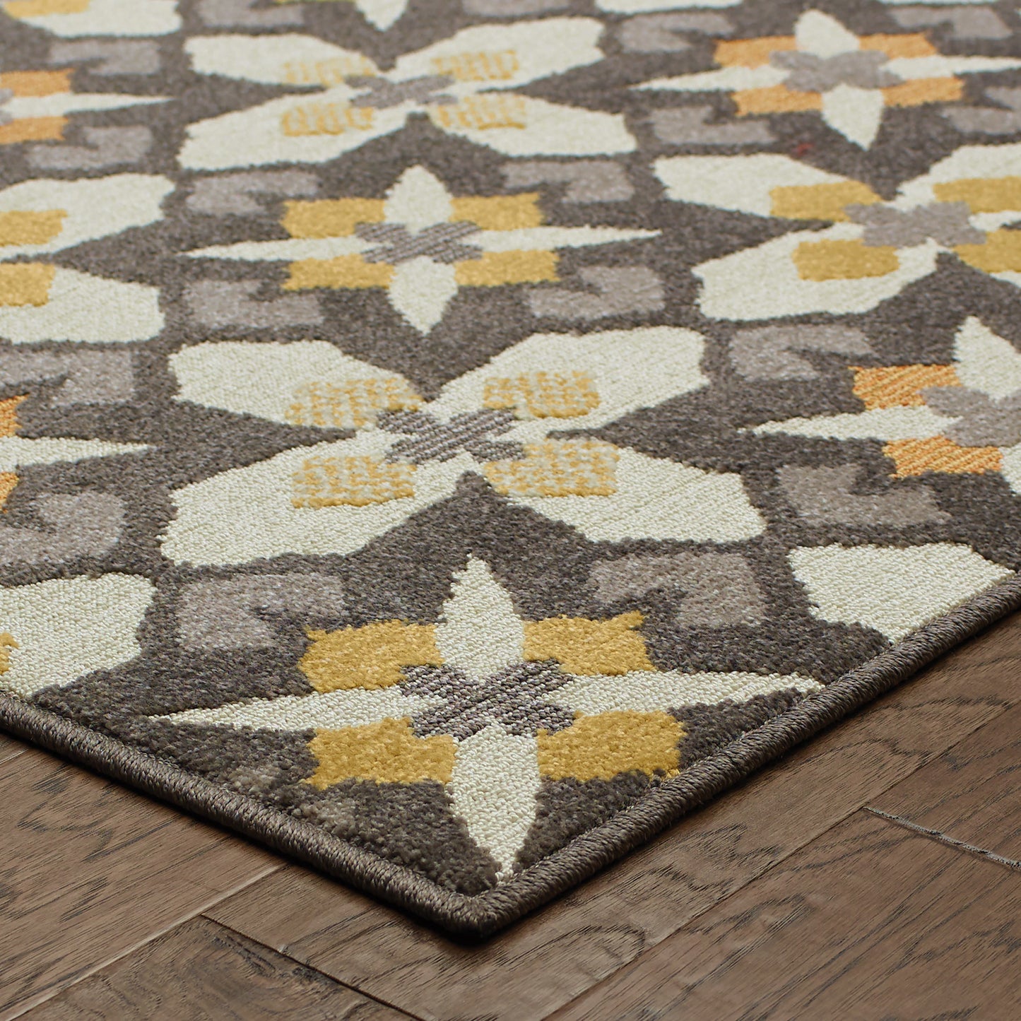 Hampton Grey Gold Global Geometric Indoor/Outdoor Rug