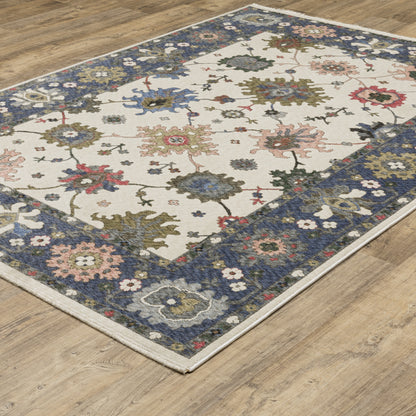 Hastings Blue Ivory Traditional Floral Indoor Rug