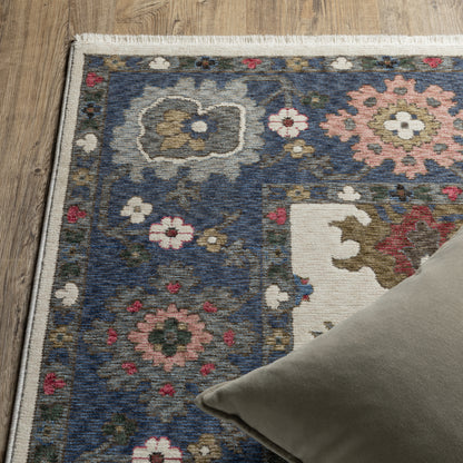 Hastings Blue Ivory Traditional Floral Indoor Rug