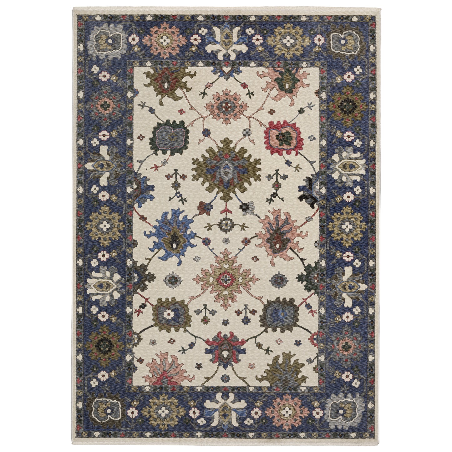 Hastings Blue Ivory Traditional Floral Indoor Rug