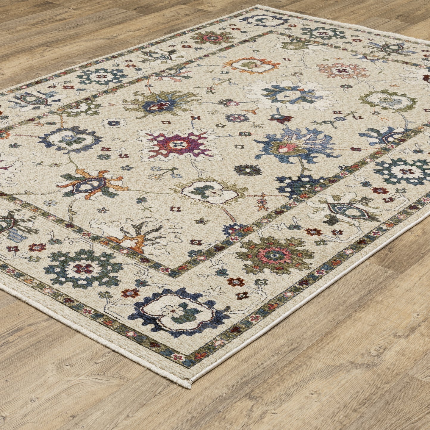 Hastings Ivory Blue Traditional Floral Indoor Rug